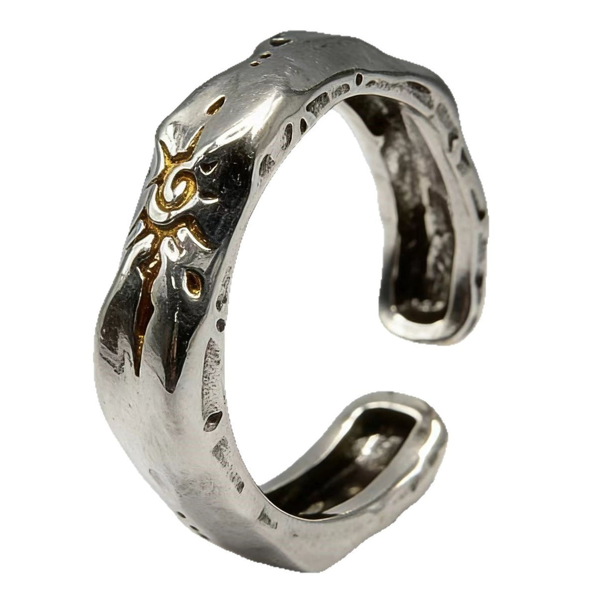 Wishing Stone Sun Ring Mens Womens Retro Stainless Steel Size 9 Adjustable 8-10