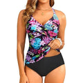 MSRP $44 Tempt Me Women's M Colorful Flower Two Piece Swimsuit Tummy Control