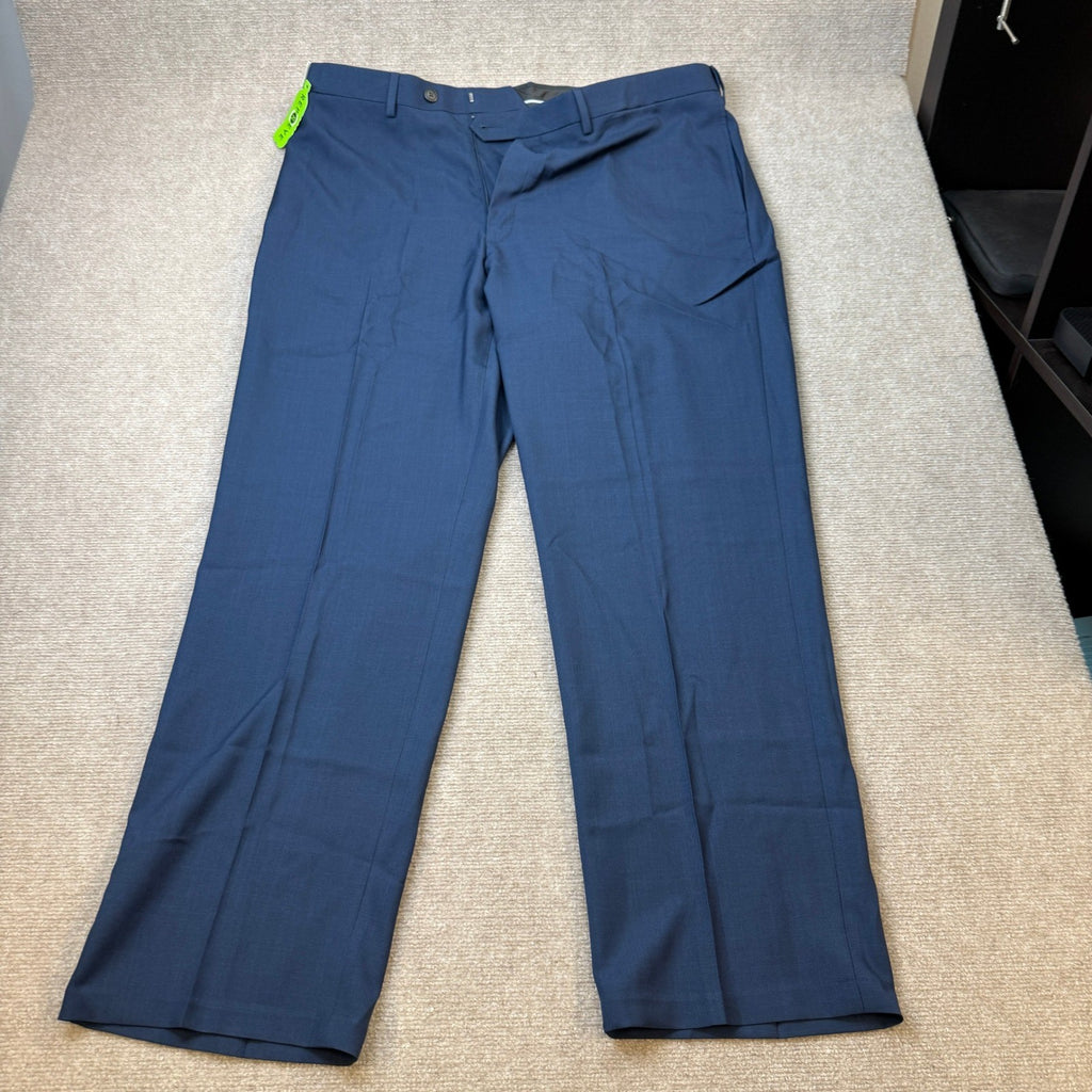 MSRP $70 Haggar HD00218 E-CLO Stria Men's 42x32 Blue Classic Fit Dress Pants