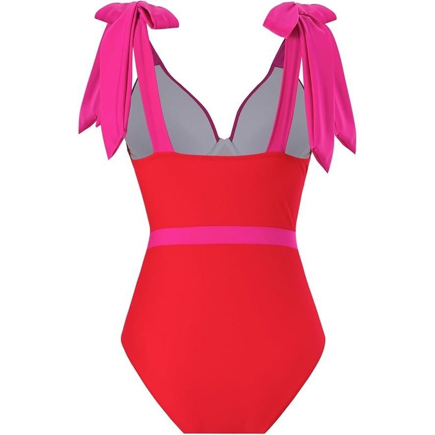 MSRP $60 Women's L Red/Hot Pink One Piece Swimsuit with Sarong Wrap