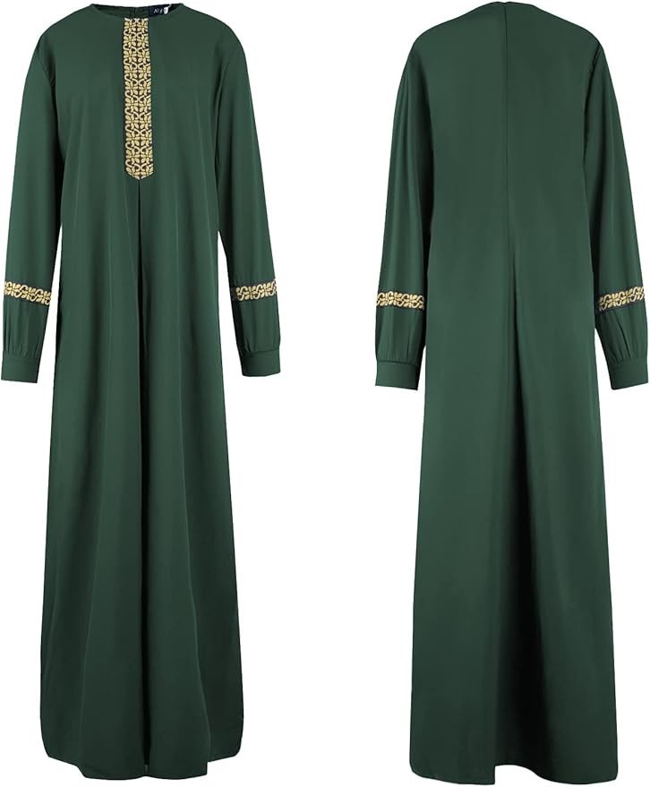 Abetteric Women's Muslim Abaya Dress w/ Hijab Zipper Islamic Robe Pockets Maxi