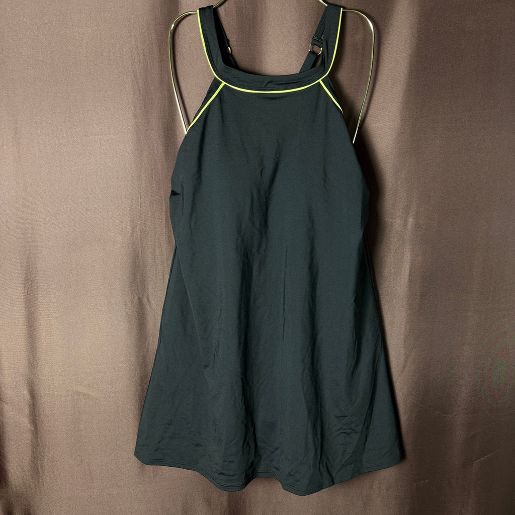 Lands' End Women's 8 Black High Neck Swim Dress One Piece Swimsuit Chlorine Resi