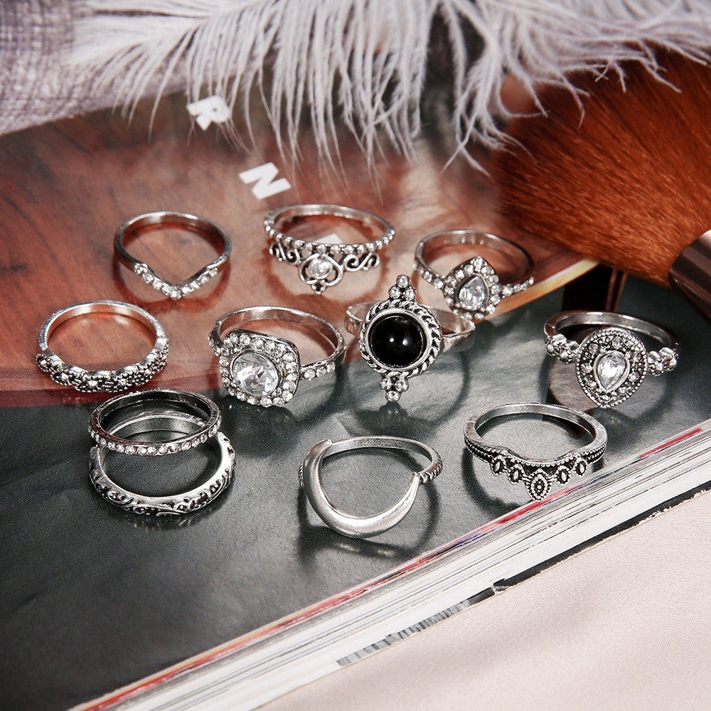 11 pcs Antique Rings, Thumb Ring, Witchy Rings, Bohemian Ring Set, Boho Rings