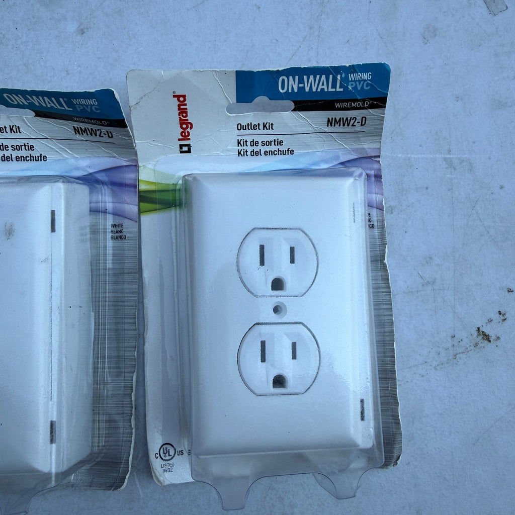 2 Pack Legrand Wiremold NMW2-D On-Wall Duplex Outlet Kit White