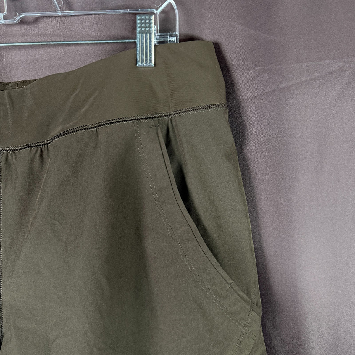 Lands End Womens 14 LONG Quick Dry Elastic Waist Board Shorts Rich Coffee Swim C