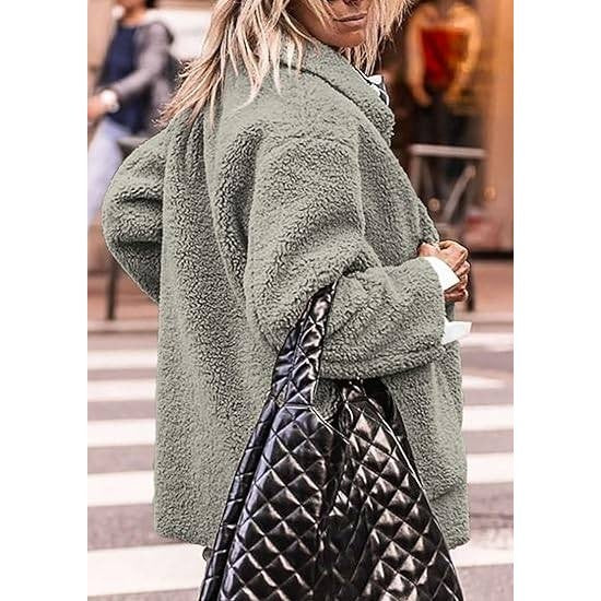 MSRP $78 PRETTYGARDEN Women's Gray L Winter Faux Fur Coats Long Sleeve Lapel B