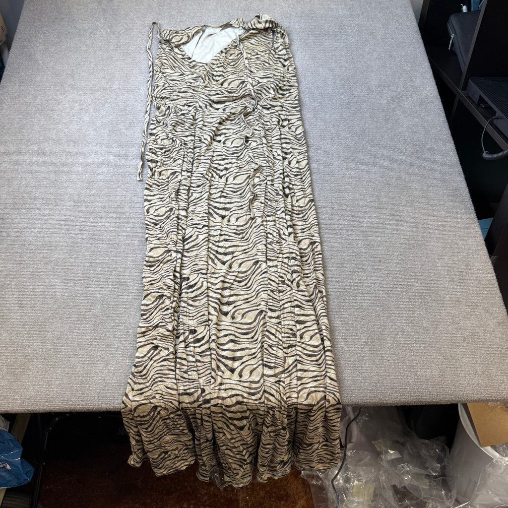 MSRP $90 Ashley Graham Womens 0X Zebra Mini Keyhole Neck Sleeveless Maxi Dress