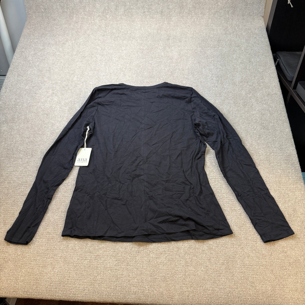 MSRP $18 A.N.A Womens L Black Crew Neck Long Sleeve T-Shirt