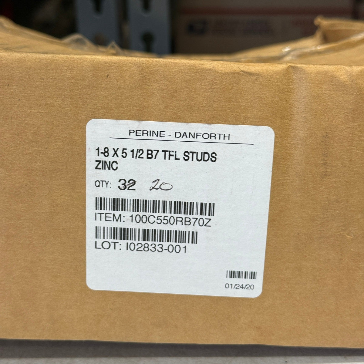Pack of 20 Perine-Danforth 1-8 x 5-1/2 B7 Full Thread Stud Zinc