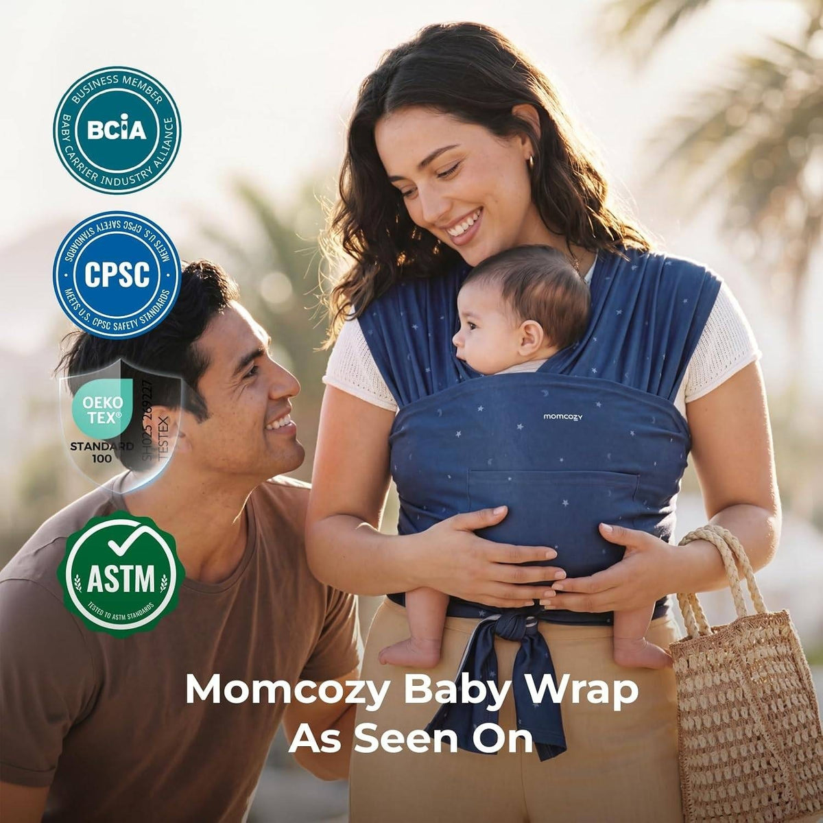 Momcozy Baby Wrap Carrier Starry Sky Easy-On 2-Piece Newborn to Toddler 8-35 lbs