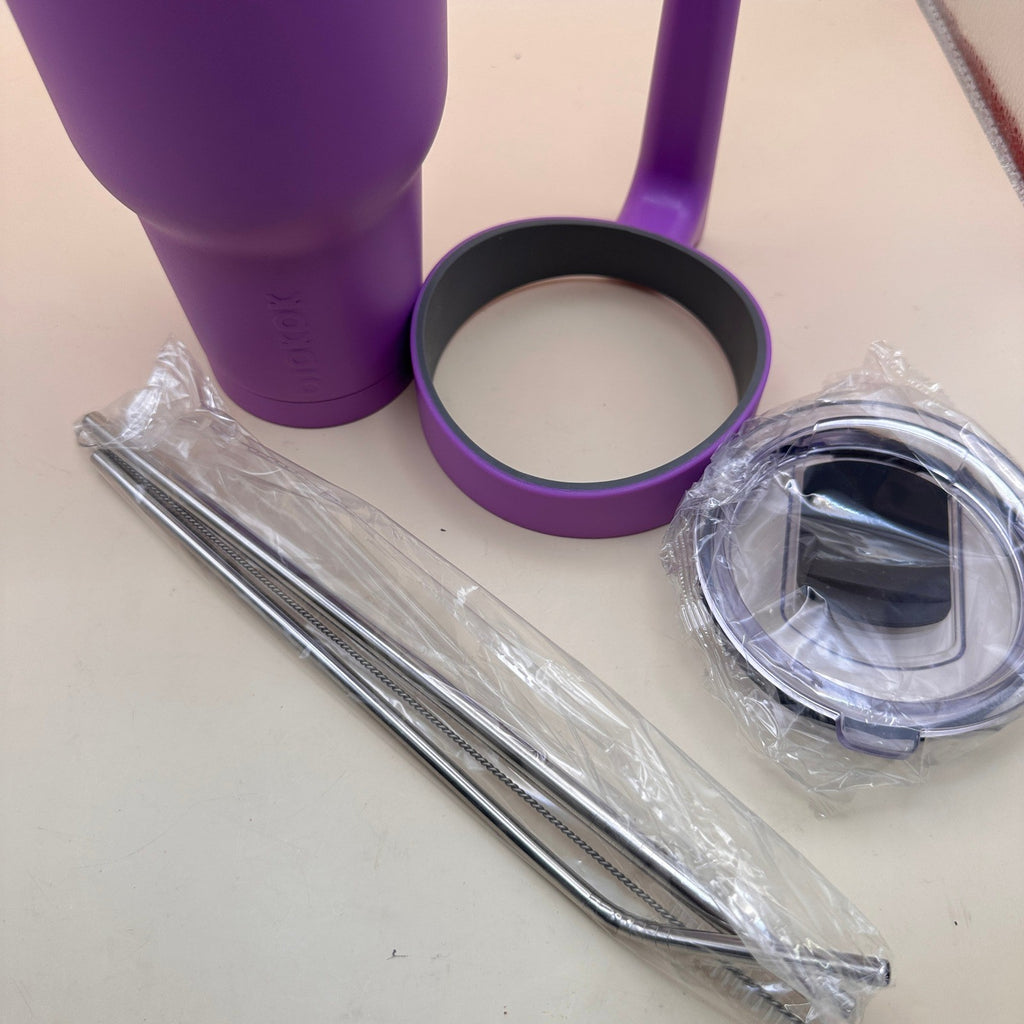 BJPKPK Lavender Tumbler 40 oz Stainless Steel With Handle & Lid Straw Insulated