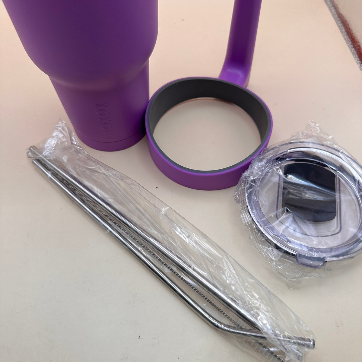 BJPKPK Lavender Tumbler 40 oz Stainless Steel With Handle & Lid Straw Insulated