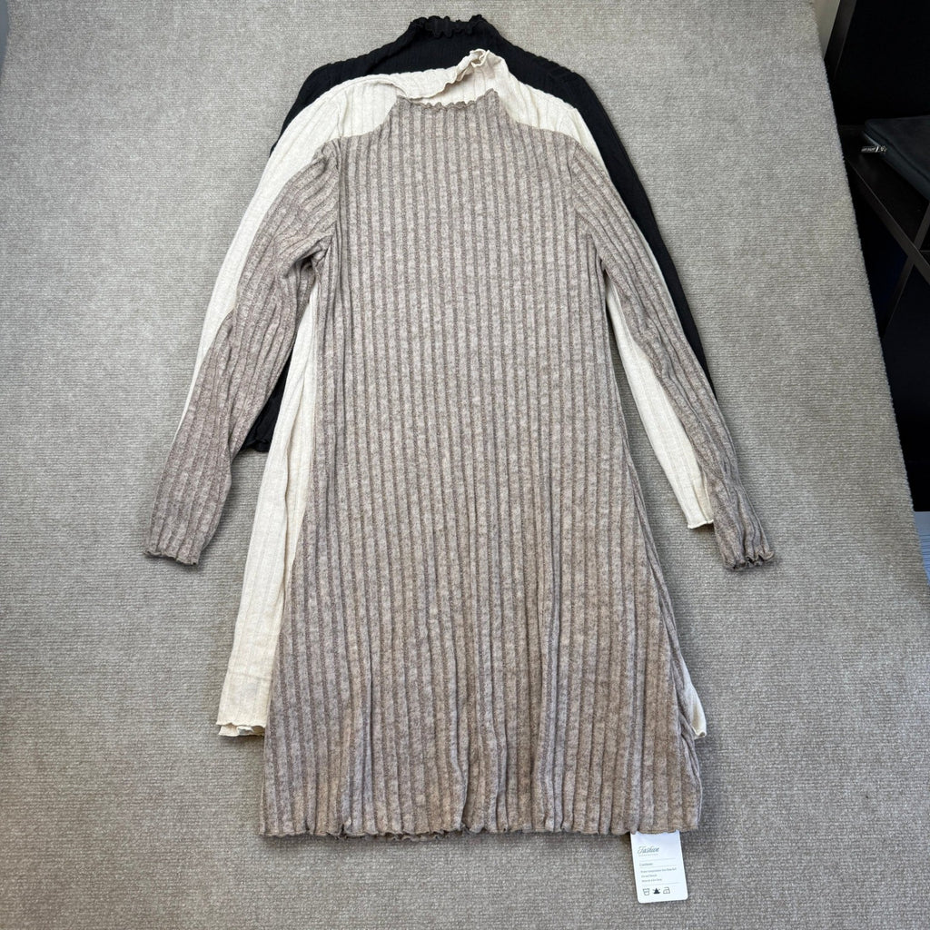 MSRP $52 Velvelhall 3 Pack Women's S Long Sleeve Sweater Dresses Ribbed Knit Le
