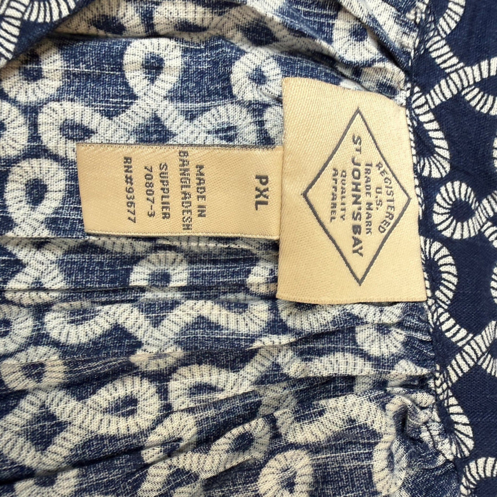 MSRP $38 St. John's Bay Womens XL Petite Navy Knots V Neck Blouse Short Sleeve