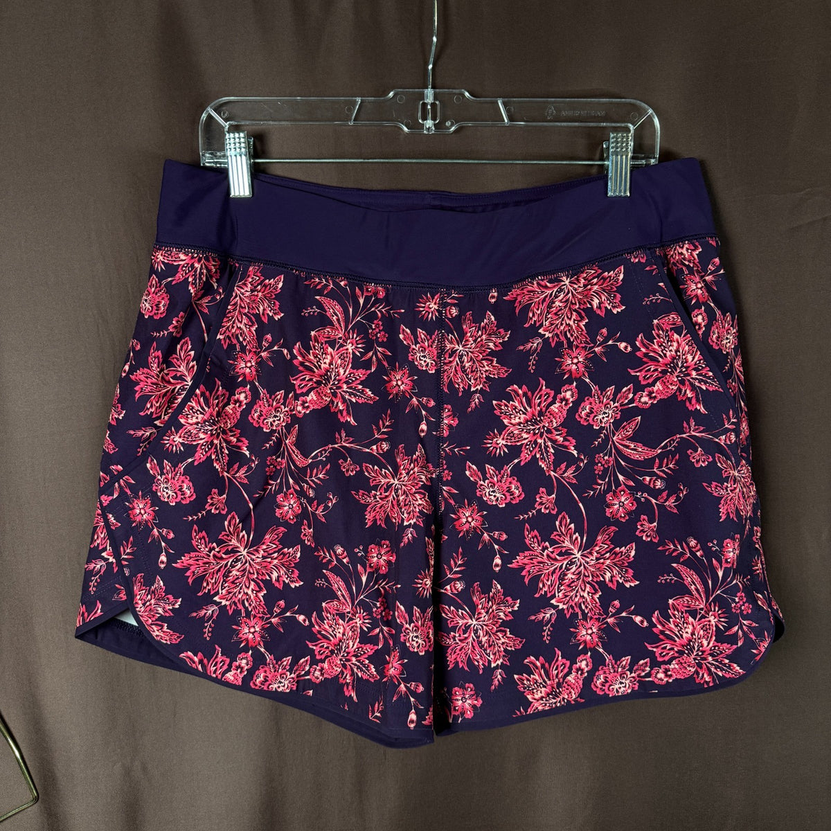 Lands End Women’s 14,14-16 LONG Quick Dry 5" Swim Board Short Floral w/ Liner