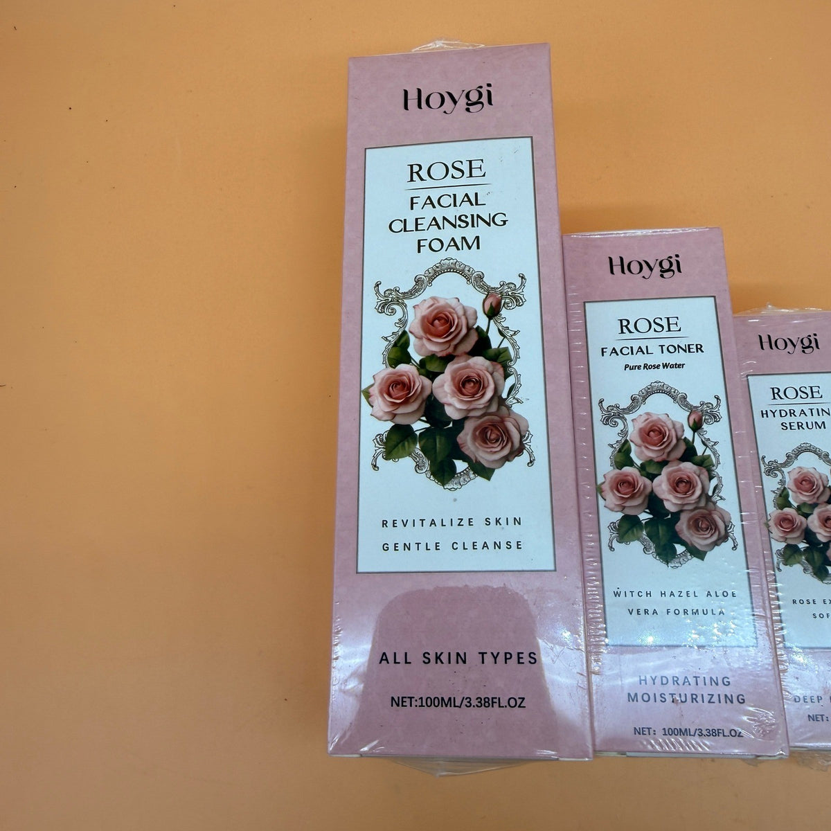 Set of 4 Hydrating Face Care Serum, Cleanser Foam, Toner, Cream, EXP 02/2027
