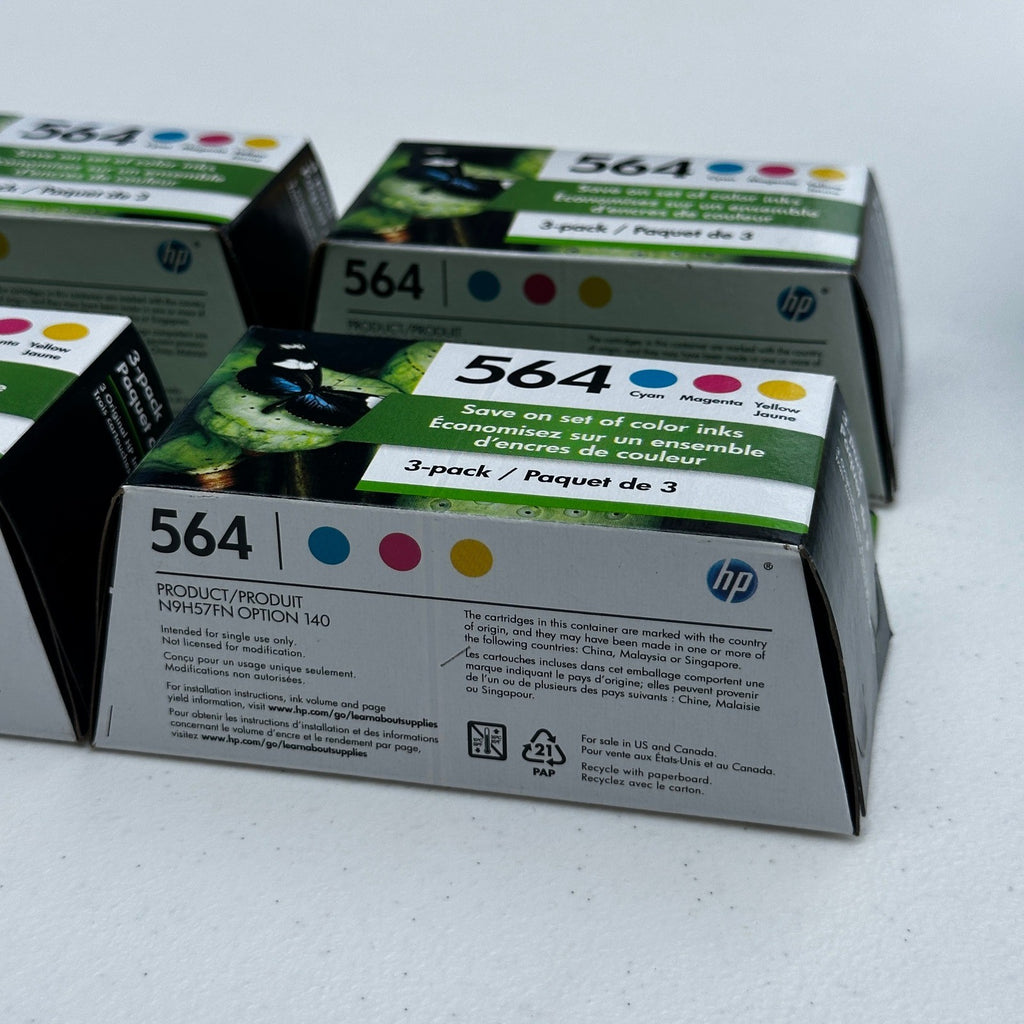 Set of 4 HP 564 N9H57FN 3-Pack Cyan Magenta Yellow Ink Cartridges EXP 03/2023