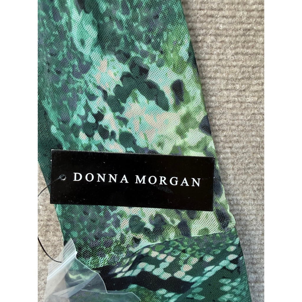 MSRP $89 Donna Morgan Womens 4 Eden Green Snake Print Button Down Shirt Dress