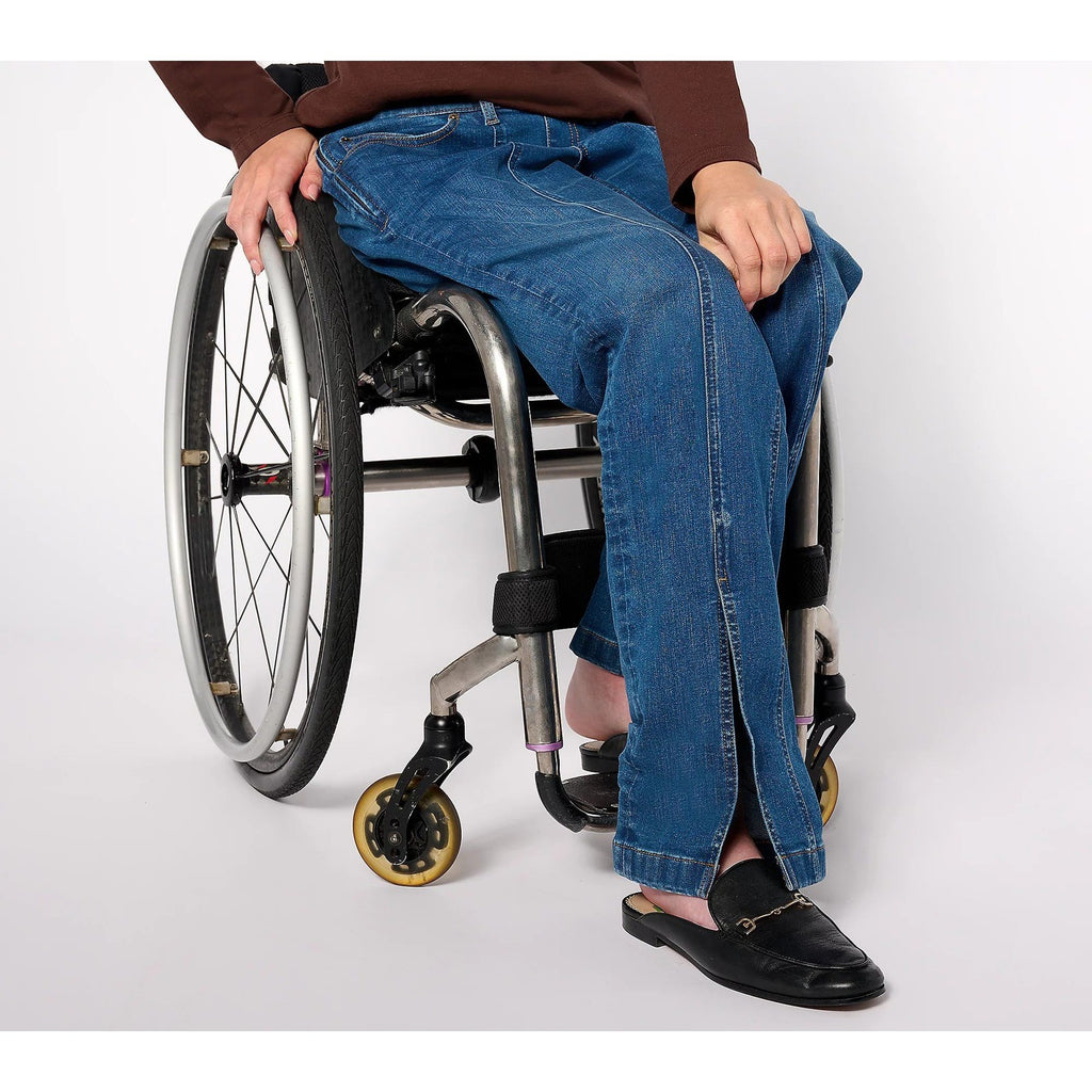 Denim & Co. Women's Medium Wash Sz 10 Adaptive Front Seam Jean Wheelchair Fit C
