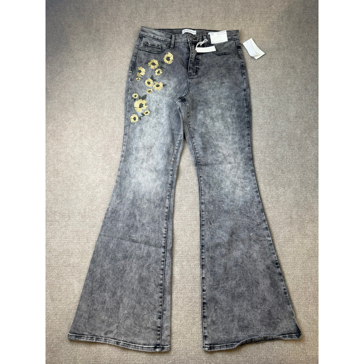 MSRP $70 Jessica Simpson Womens 10 Mesa Hollywood High-Rise Flare Jeans w/ Flora