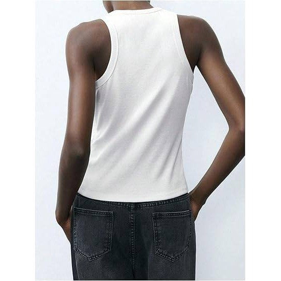 MSRP $30 Milumia Women's White S Sequin Tank Top Round Neck Sleeveless