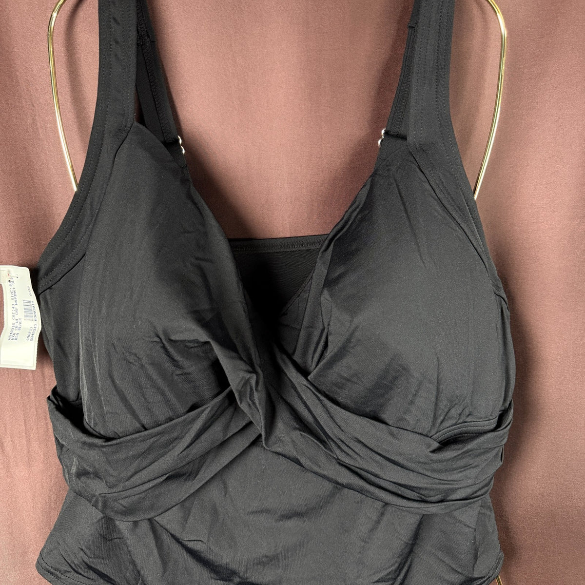 Lands' End Women's 14, 16-22W LONG Black V-Neck Wrap Midkini Top  This item is c
