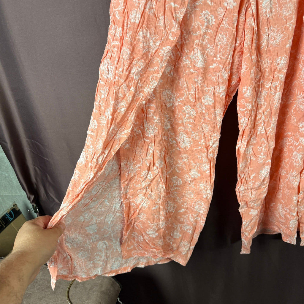 Lands' End Women's Plus Size 1X Pareo Swim Cover Up Pants Peach Floral Print