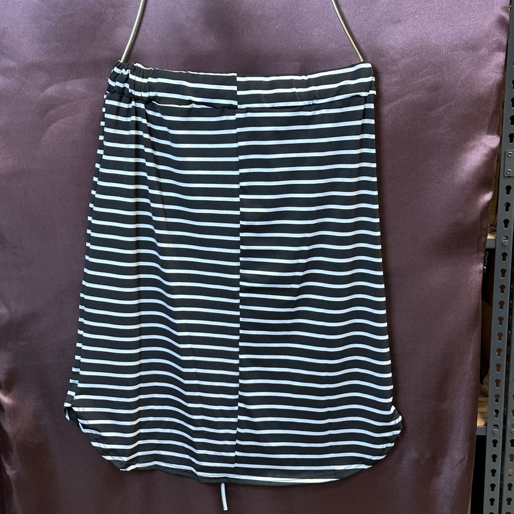 Women's L Black Striped Skirt Knee Length Pencil Skirt Elastic Midi Bodycon Sol