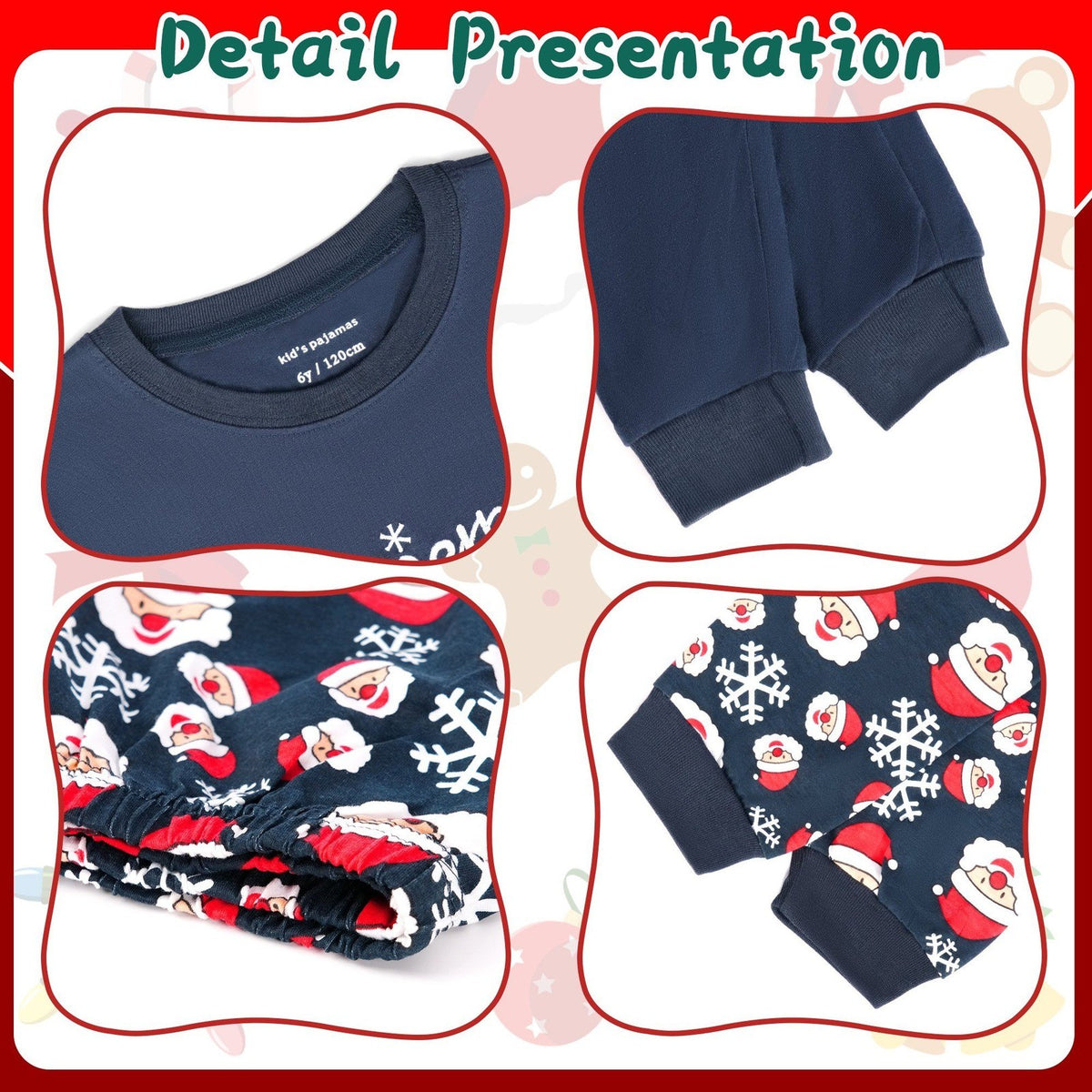 HYCLES Kid's 8Y Santa Claus Christmas Pajamas Holiday Long Sleeve Sleepwear