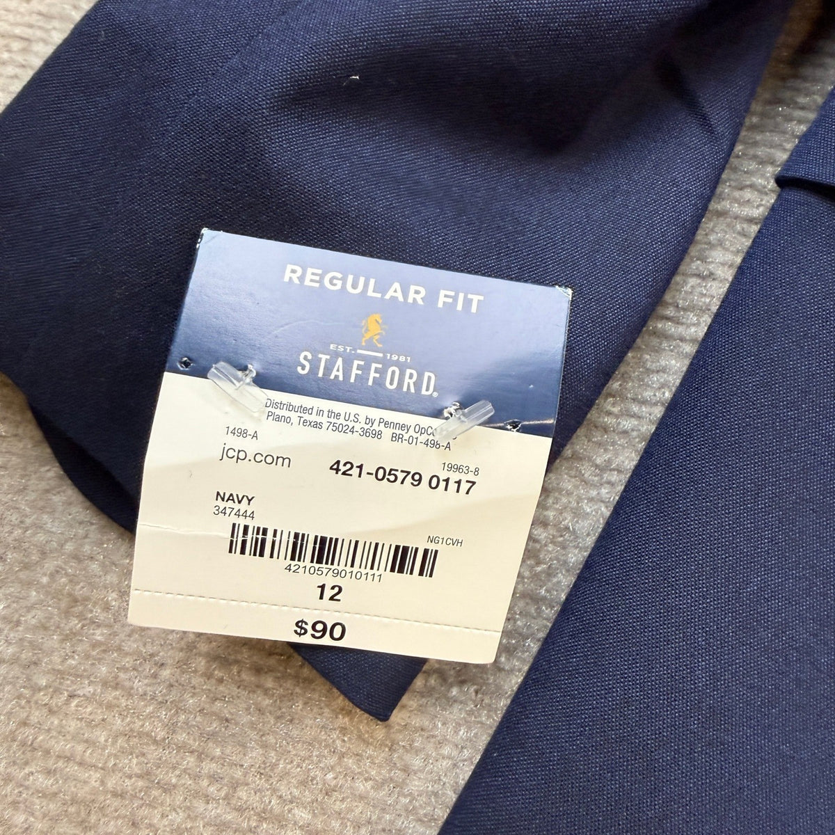 MSRP $90 Stafford Kid Boys 12 Navy Regular Fit Suit Jacket
