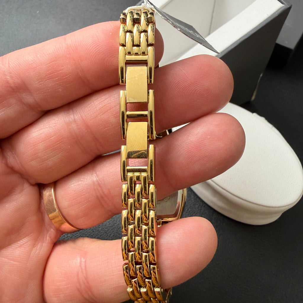 Armitron Women's 75/5195GP Gold Tone Diamond Black Dial Bracelet Watch New