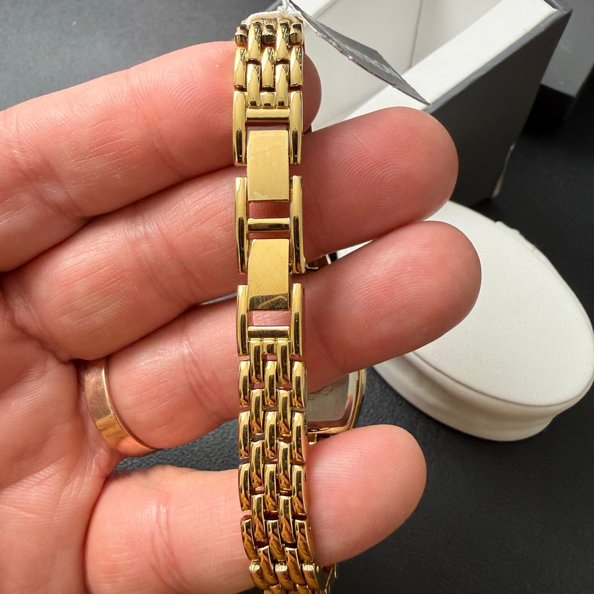 Armitron Women's 75/5195GP Gold Tone Diamond Black Dial Bracelet Watch New