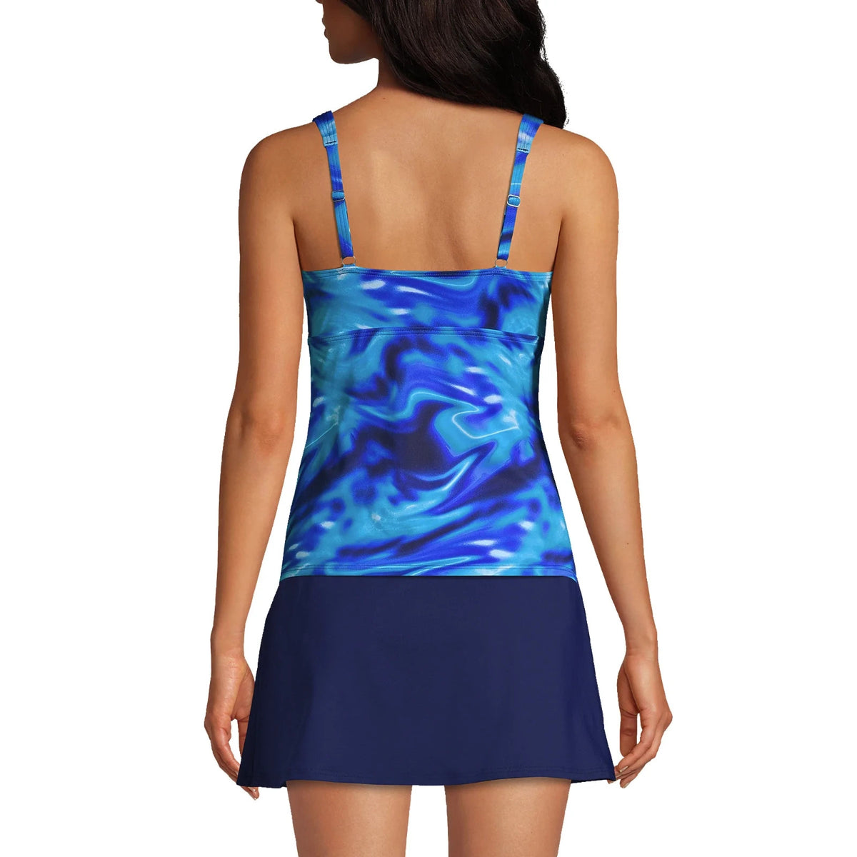 Lands' End Women's 4R, 2L-8L V-Neck Wrap Underwire Tankini Swimsuit Top Electric