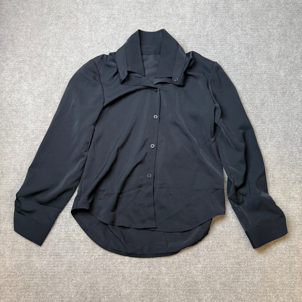 MSRP $20 Haloumoning Girls 11-12Y Black Button Down Shirts Kids Long Sleeve Sc