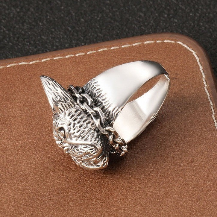 French Bulldog Ring Silver Tone Punk Mens Womens Stainless Steel Jewelry Size 8