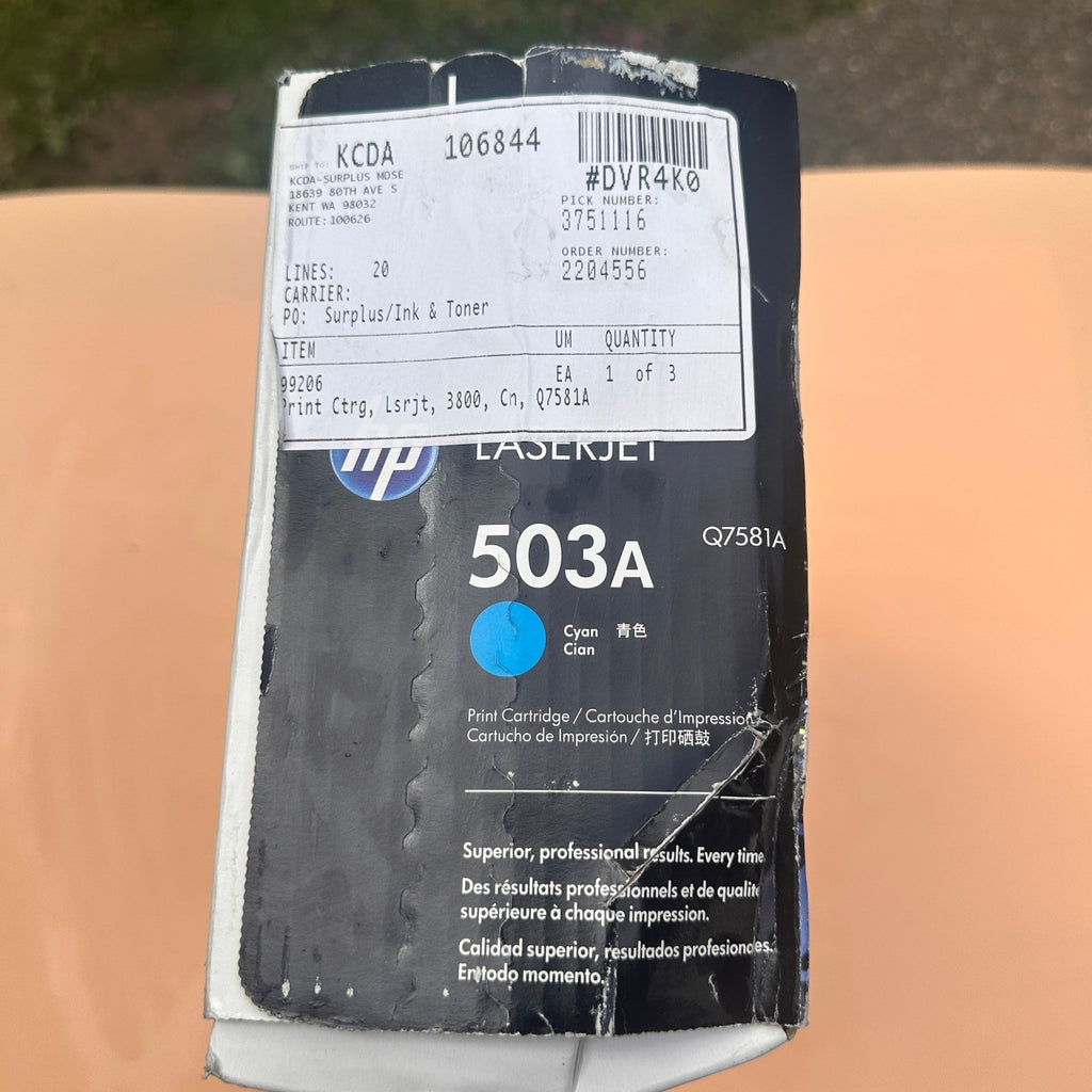 HP 503A Cyan Print Cartridge Q7581A for LaserJet CP3505, 3800 Sealed
