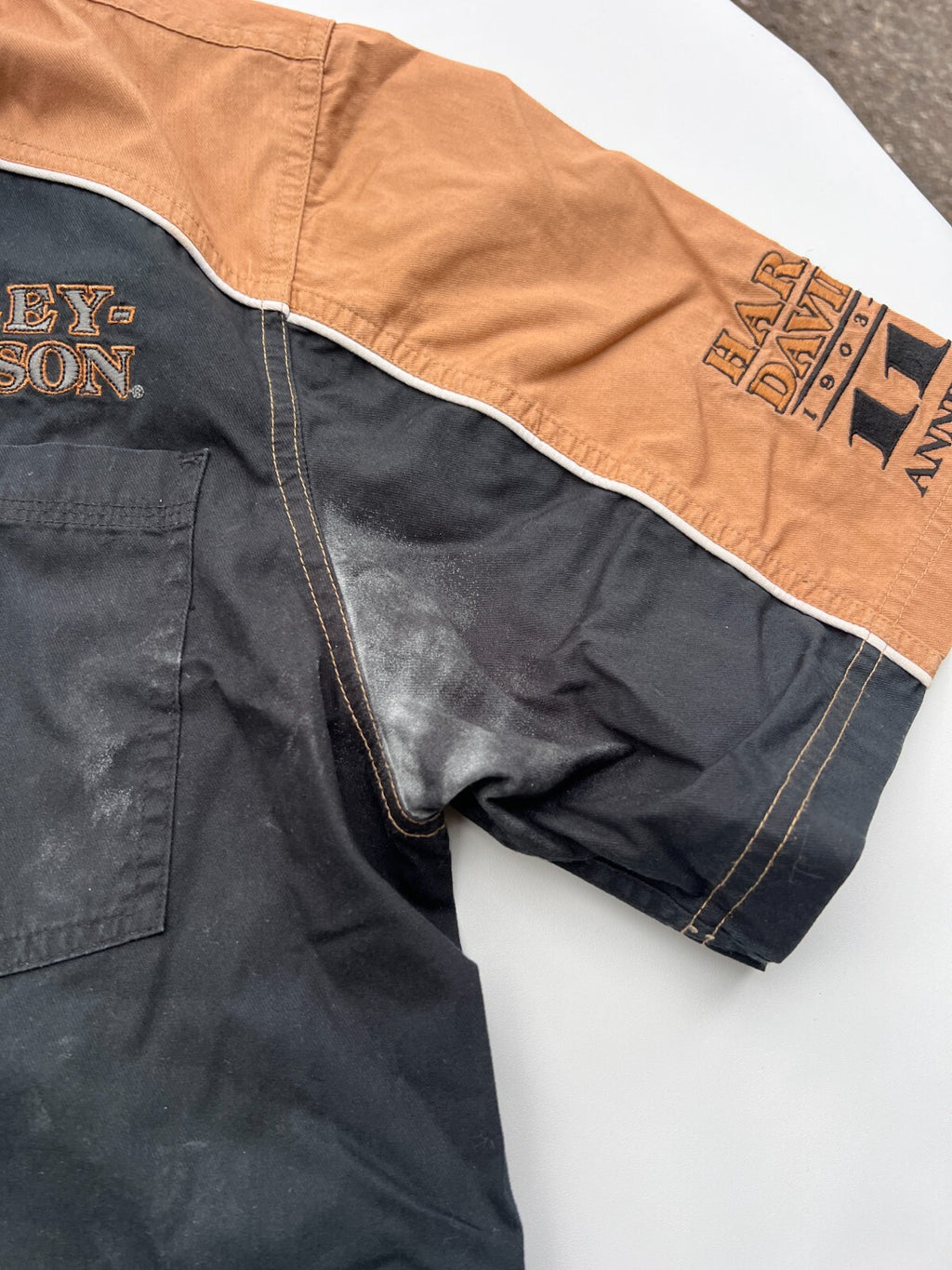 Harley-Davidson 110th Anniversary Dealer Shirt XL Black Orange 1903-2013 Short