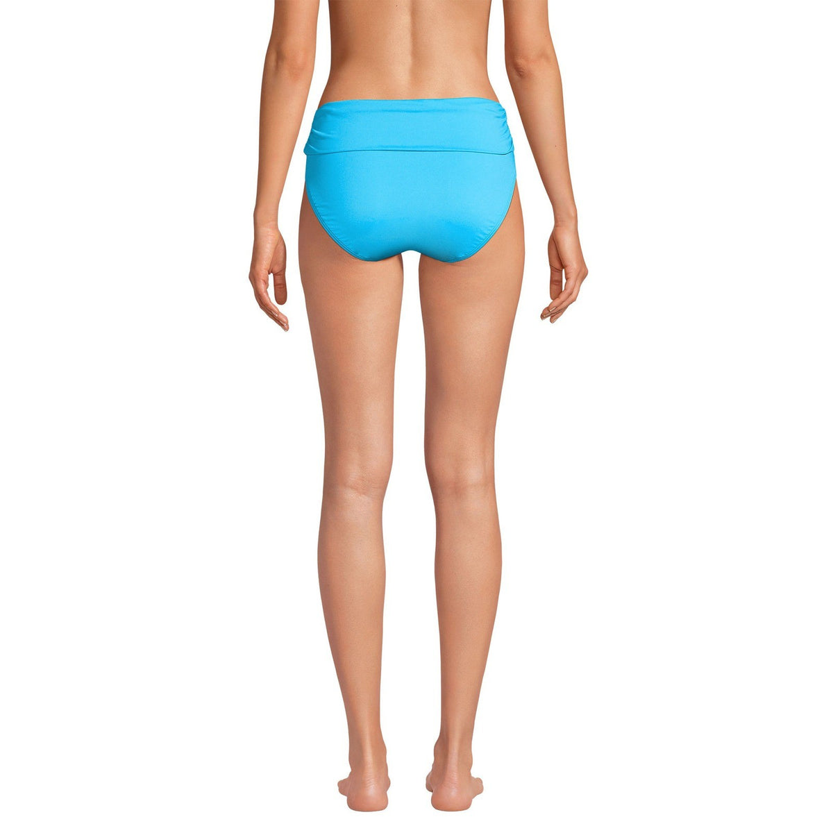 Lands' End Women's XS LONG Fold Over Mid Waist Bikini Swim Bottoms Chlorine Res