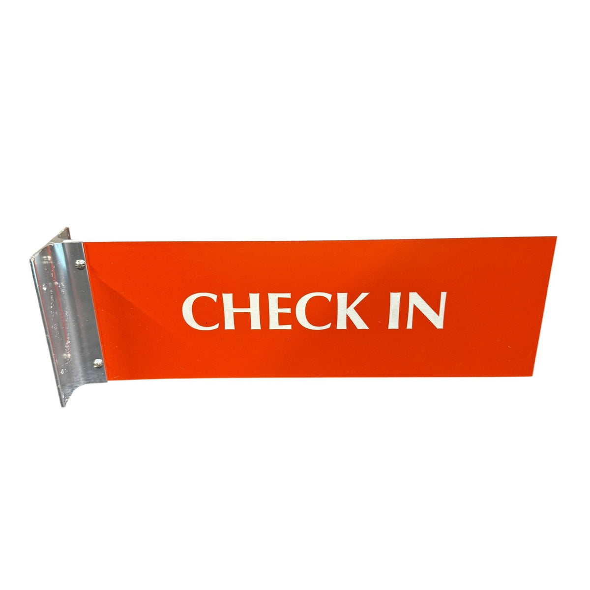Check In Wall Mount Projecting Corridor Sign 4x12" Red & White w/ Bracket Double