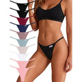 FINETOO 10 Pack Women's S Cotton Thongs Sexy G-String Low Rise Breathable Panti