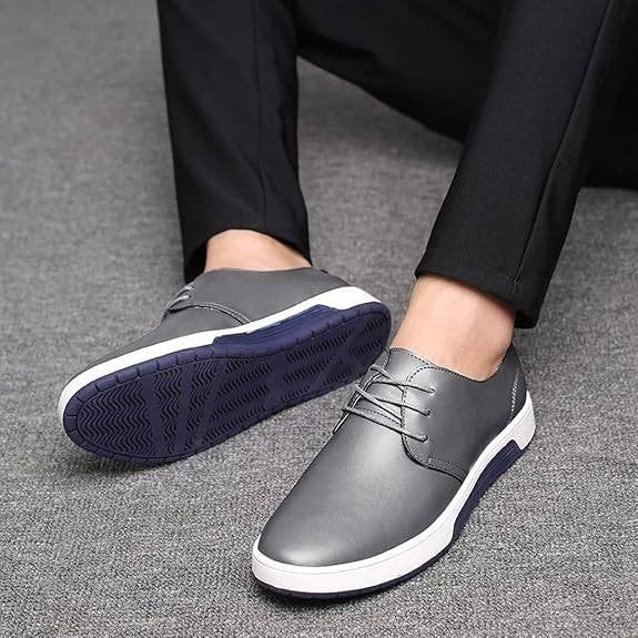 Santimon Men's US 6.5 Grey Casual Derby Lace Up Fashion Sneakers Shoes