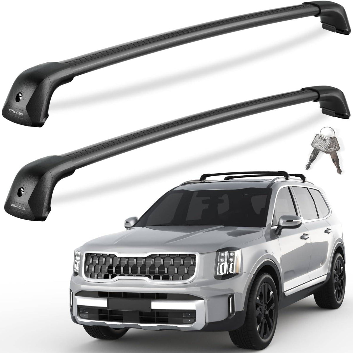 KINGGERI 330lb Lockable Roof Rack Cross Bars For Kia Telluride 2019-2026 EX S S