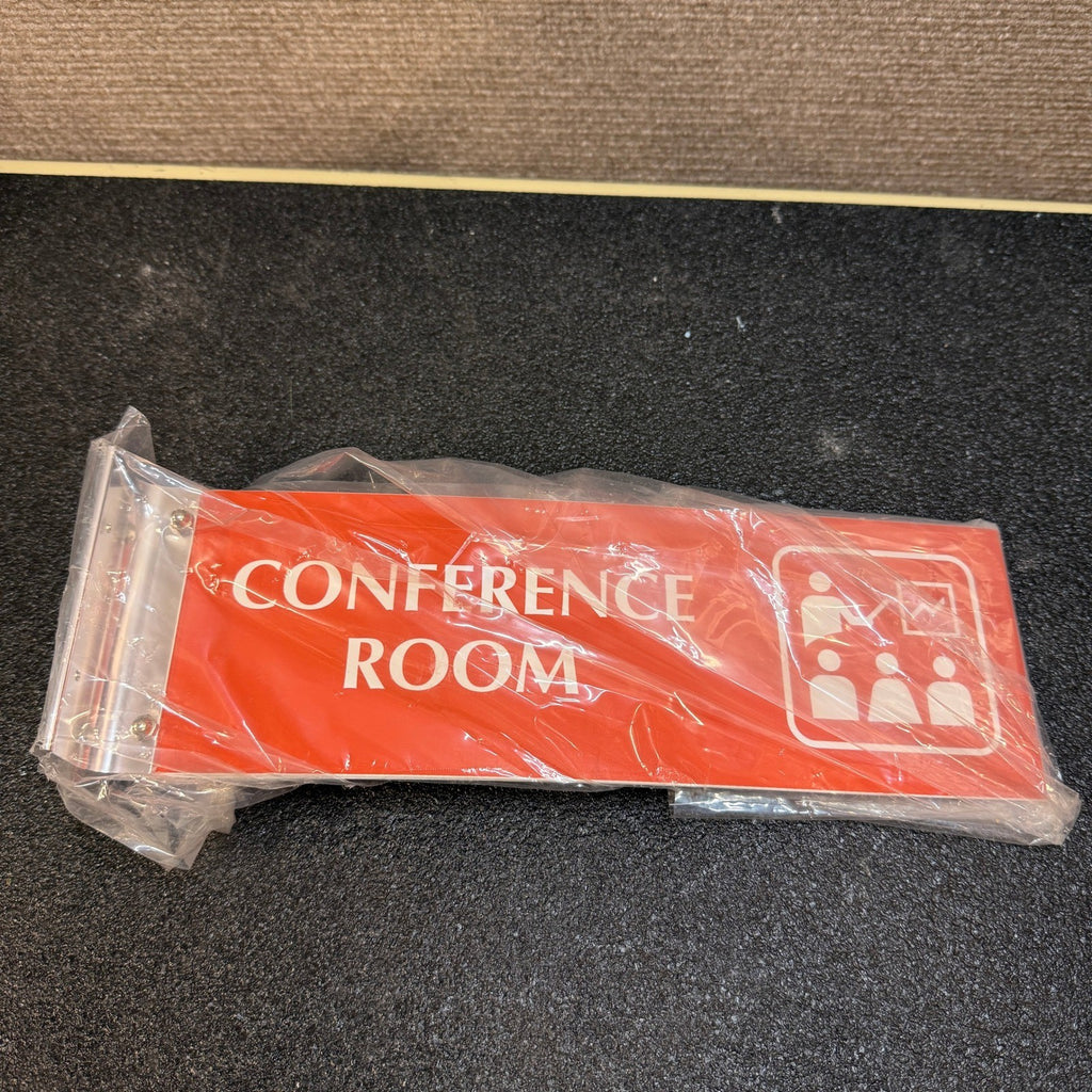 Conference Room Wall Mount Projecting Corridor Sign 4x12" Red & White w/ Bracket