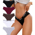 FINETOO 5 Pack Women's S Cotton Underwear Cheeky Panties Sexy Hipster Bikini E