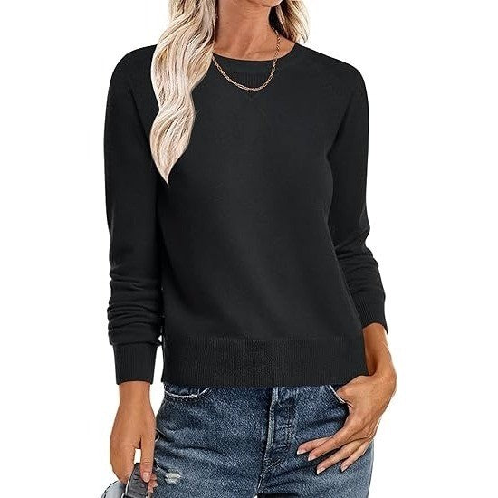 MSRP $26 ANRABESS Women's XS Black Sweater Long Sleeve Crewneck Fall Winter Soft