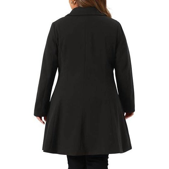 MSRP $130 Agnes Orinda Women's 4X Black Plus Size Winter Coats Notch Lapel Doub