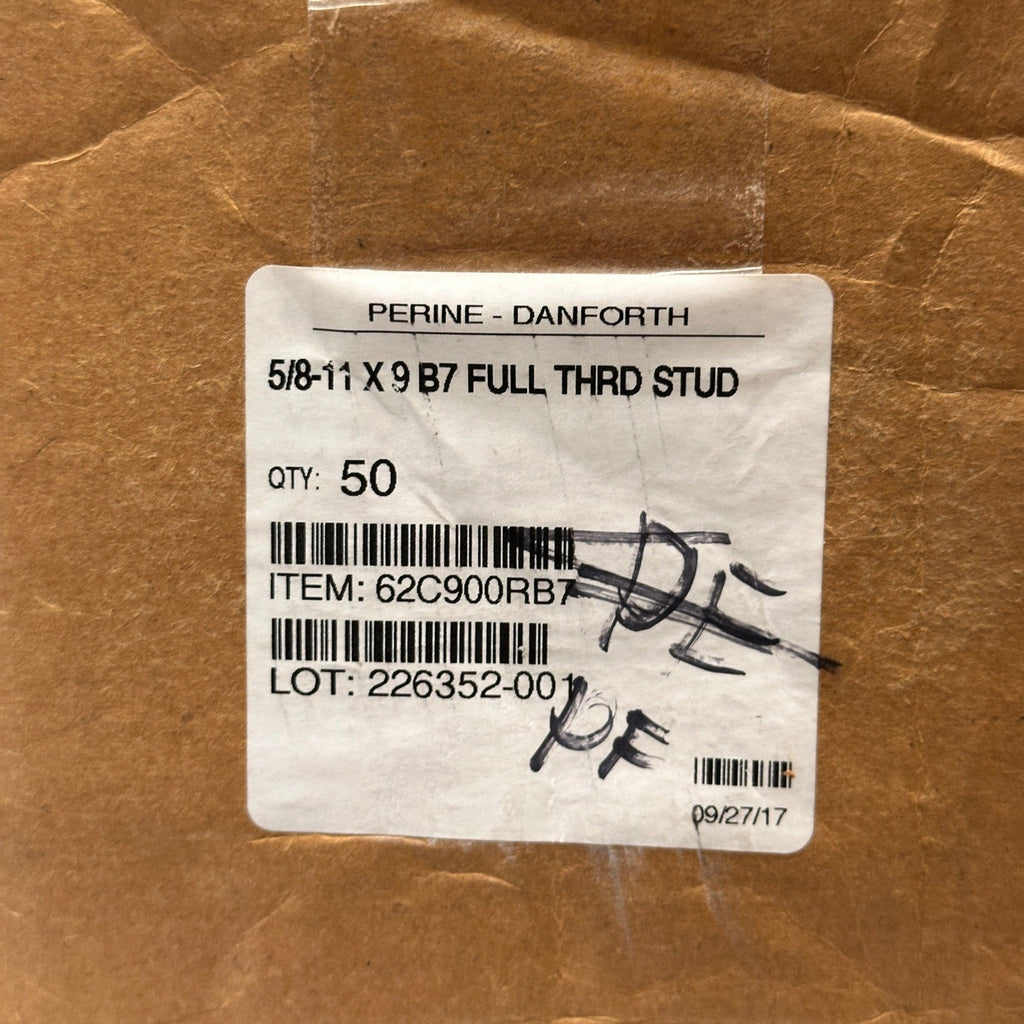 Pack of 50 Perine-Danforth 5/8-11 x 9 B7 Full Thread Studs
