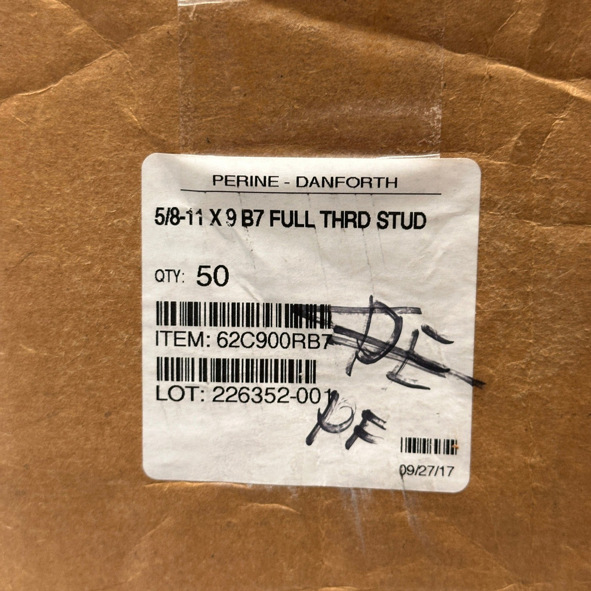 Pack of 50 Perine-Danforth 5/8-11 x 9 B7 Full Thread Studs
