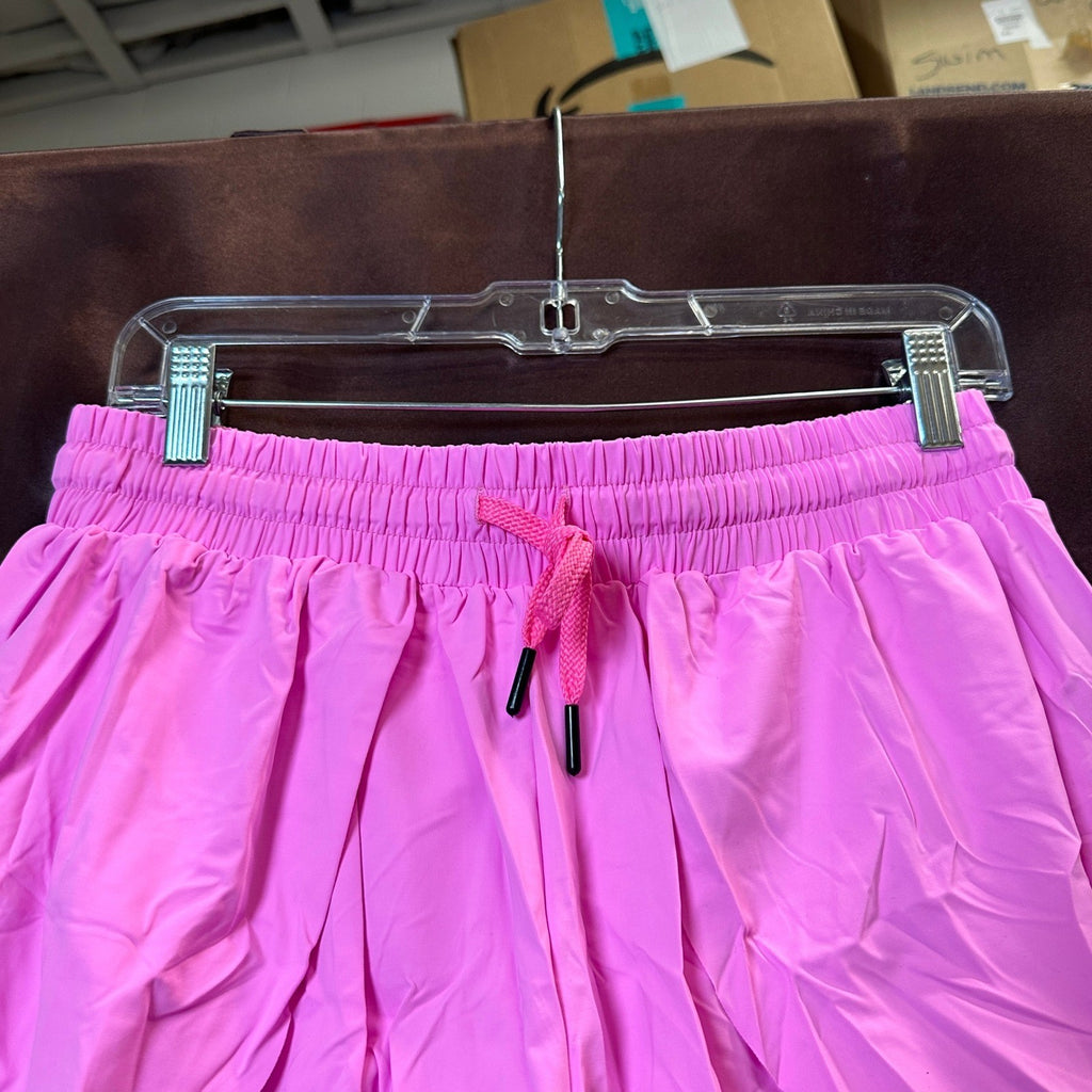 Women's L Hot Pink Flowy Athletic Butterfly Shorts 2-in-1 Double Layer for Runn