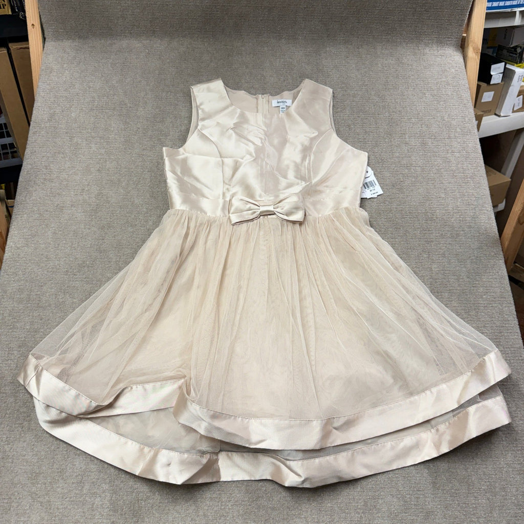 MSRP $68 Speechless Kid Girls 20.5 Champagne Sleeveless Fit + Flare Dress Bow